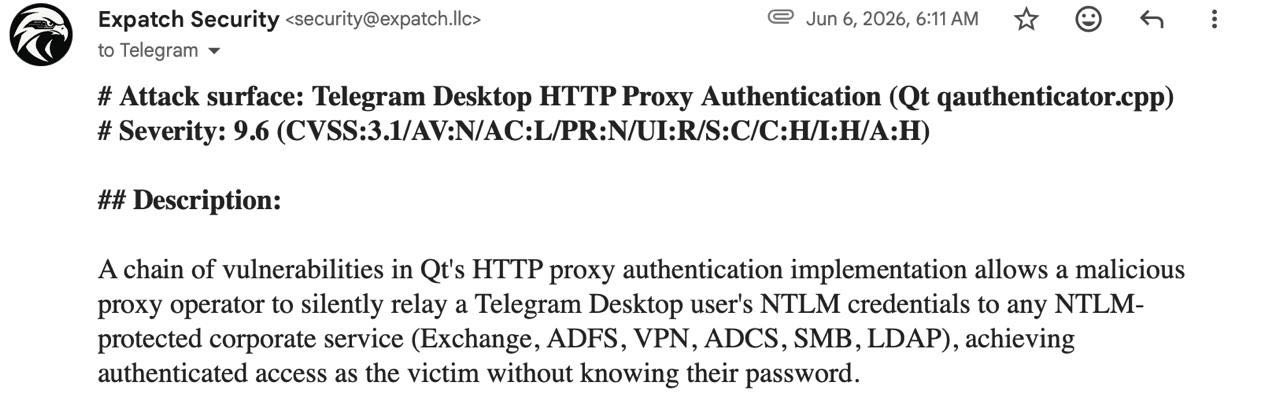 Beginning of the June 6 disclosure email