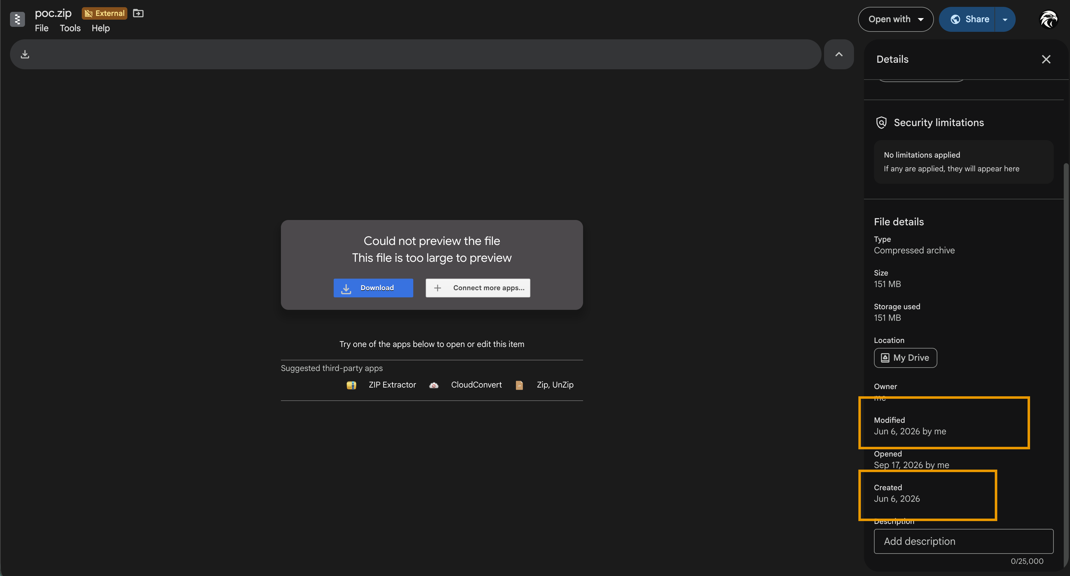 Google Drive metadata for the June 6 PoC