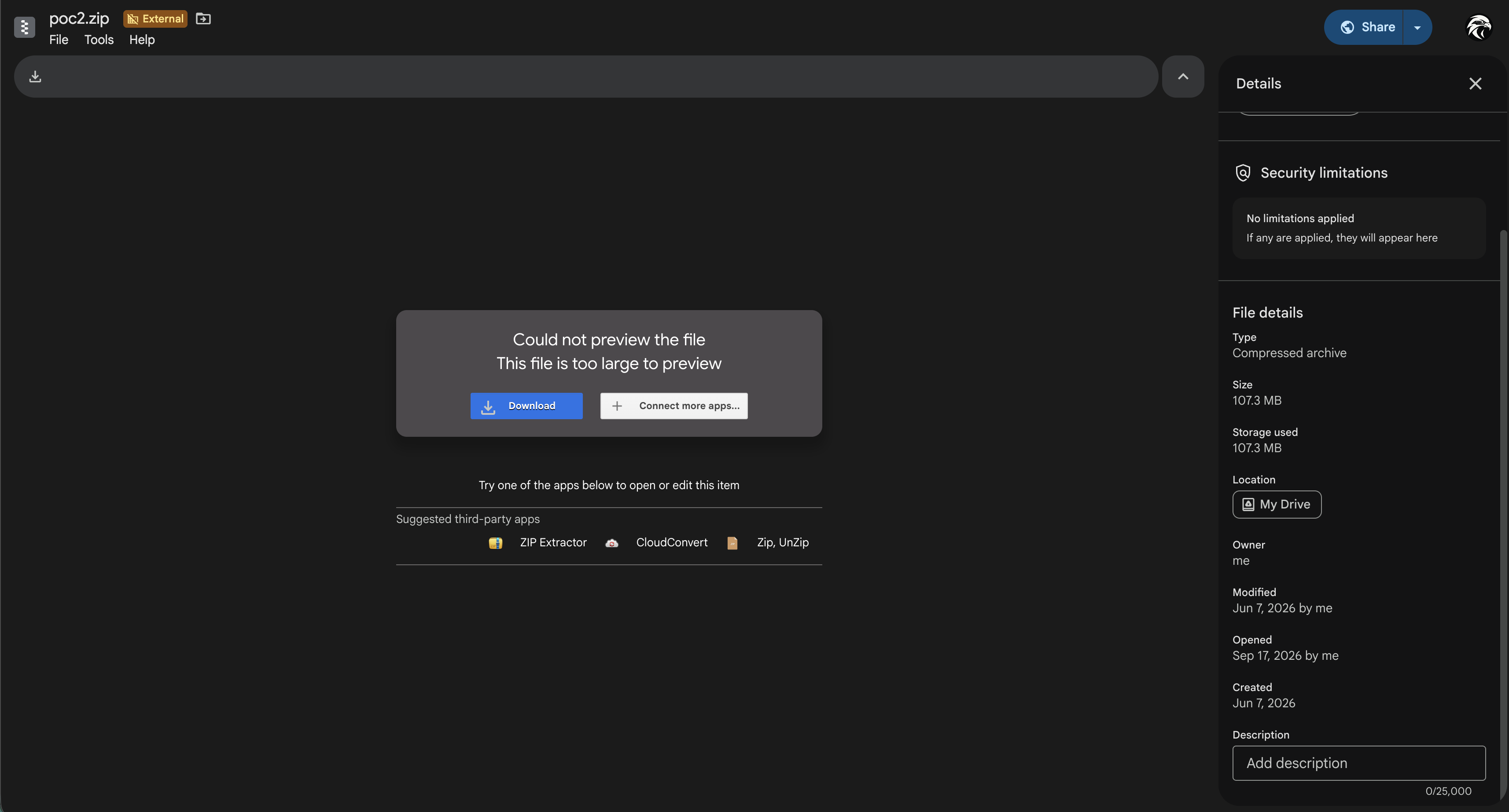 Google Drive metadata for the June 7 PoC