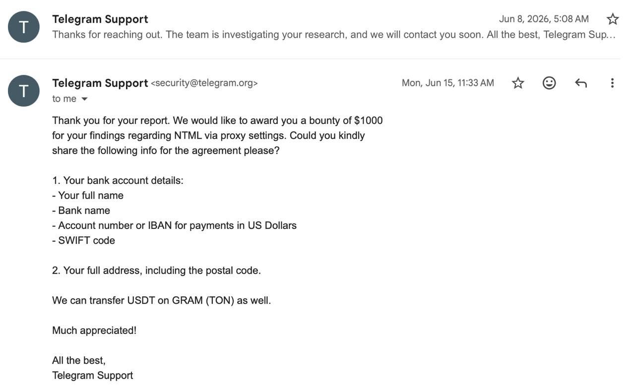 Telegram’s June 15 bounty offer