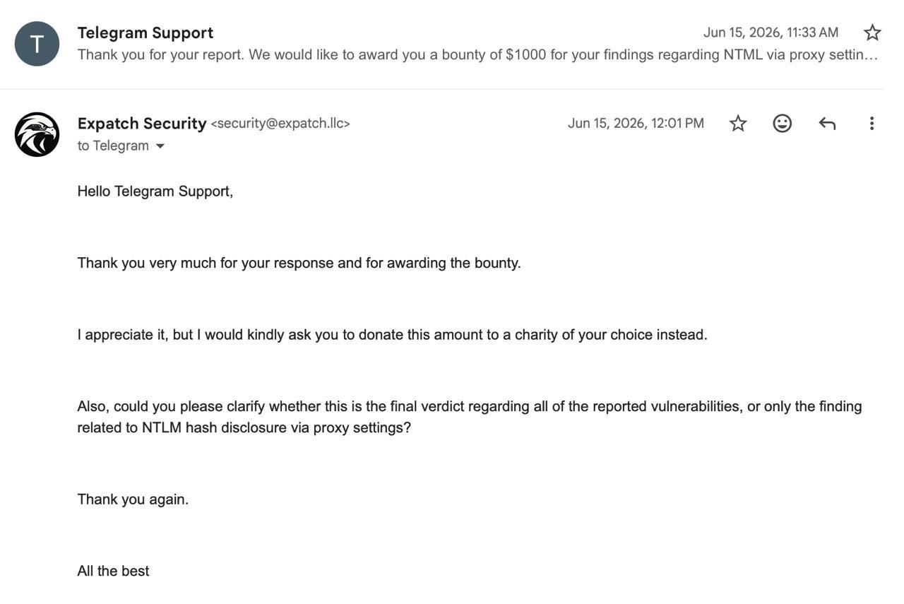 ExPatch request to donate the bounty and clarify scope